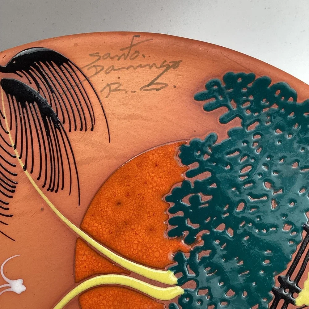 Tropical Wall Art‎ Plate Palm Tree Sunset Decor